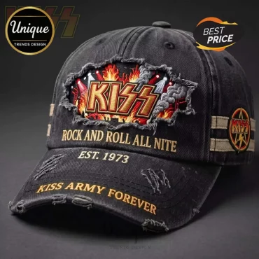 KISS Rock and Roll All Nite Distressed Baseball Cap