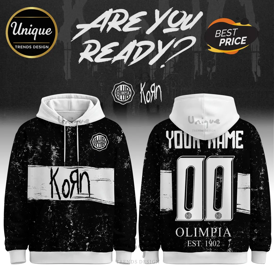 Korn & Olimpia Grunge Personalized Hoodie Korn & Olimpia Grunge Personalized Hoodie