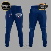 Navy blue joggers with NCISAA Baseball 2A Champions logo and American flag cross graphic!