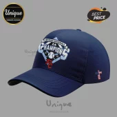 Navy blue baseball cap with NCISAA Baseball 2A Champions 2026 text logo and USA flag cross icon on side!