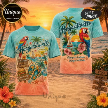 Margaritaville Changes in Latitudes Tropical Parrot Beach T-Shirt