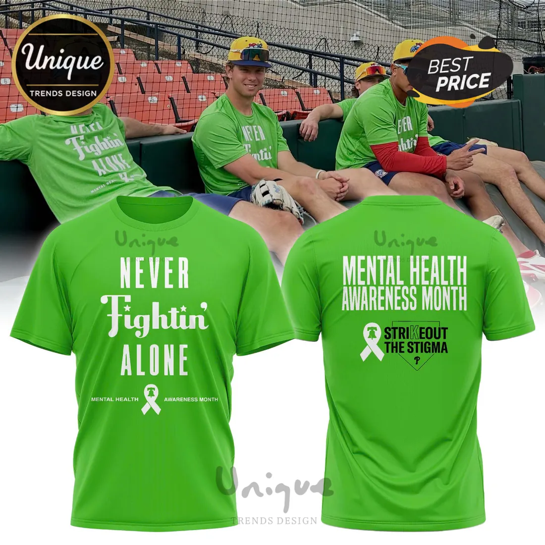 Mental Health Awareness Baseball Never Fightin’ Alone Limited Edition T-Shirt Mental Health Awareness Baseball Never Fightin’ Alone Limited Edition T-Shirt