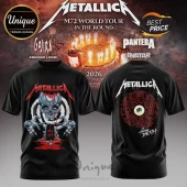 Black Metallica M72 tour t-shirt with front skull graphic I Shall Pass and back tour city list with eye design!