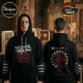 Black My Chemical Romance hoodie with red angel and gun graphic back print plus band logo text on the front chest!