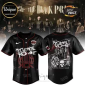 Black My Chemical Romance baseball jersey with red piping and The Black Parade band graphics in white!