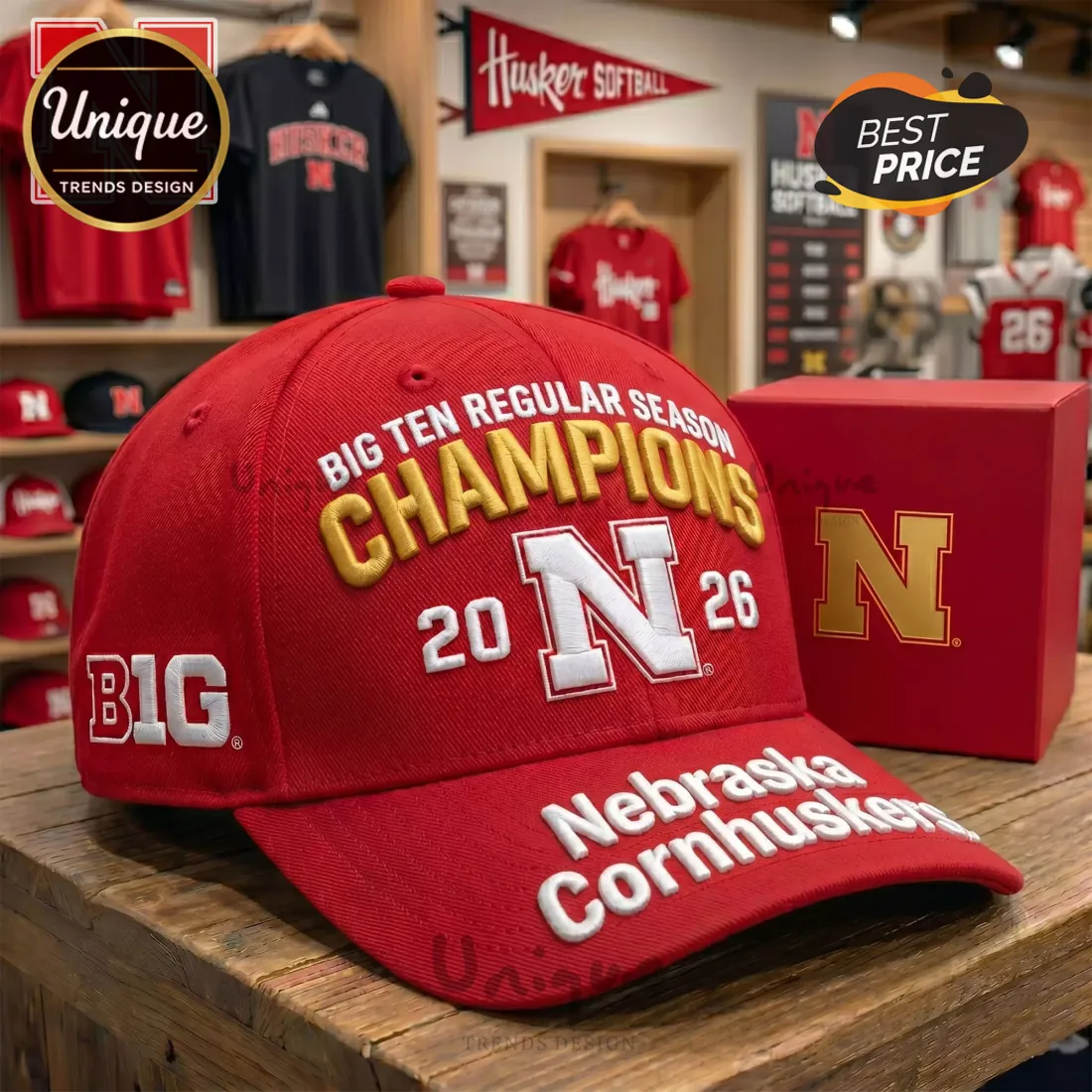 Nebraska Cornhuskers Big Ten Champions 2026 Baseball Cap Nebraska Cornhuskers Big Ten Champions 2026 Baseball Cap