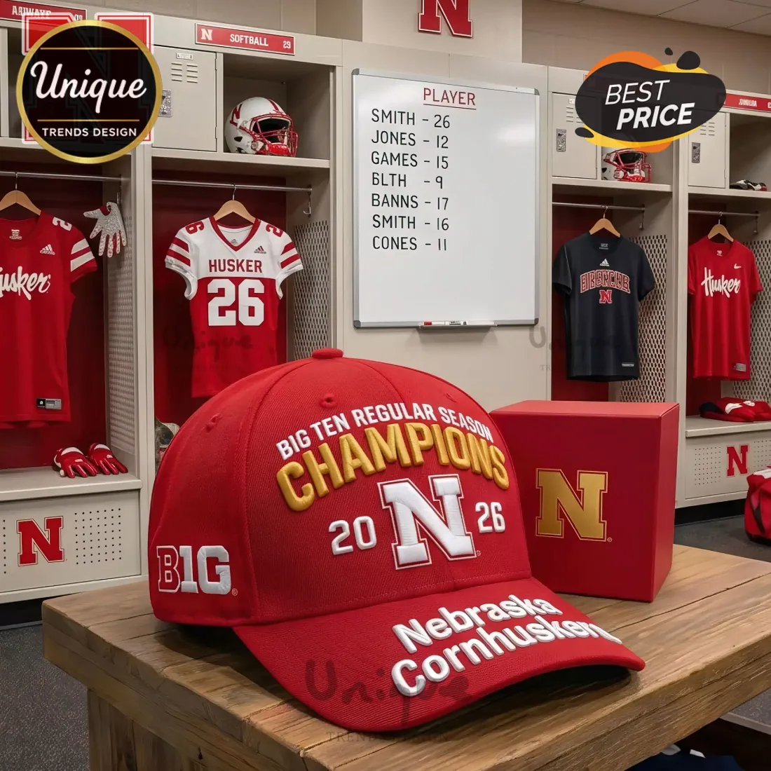 Nebraska Cornhuskers Big Ten Champions 2026 Baseball Cap Nebraska Cornhuskers Big Ten Champions 2026 Baseball Cap