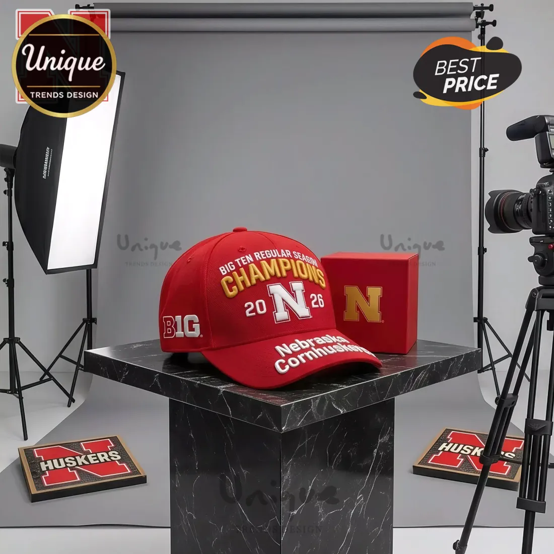 Nebraska Cornhuskers Big Ten Champions 2026 Baseball Cap Nebraska Cornhuskers Big Ten Champions 2026 Baseball Cap