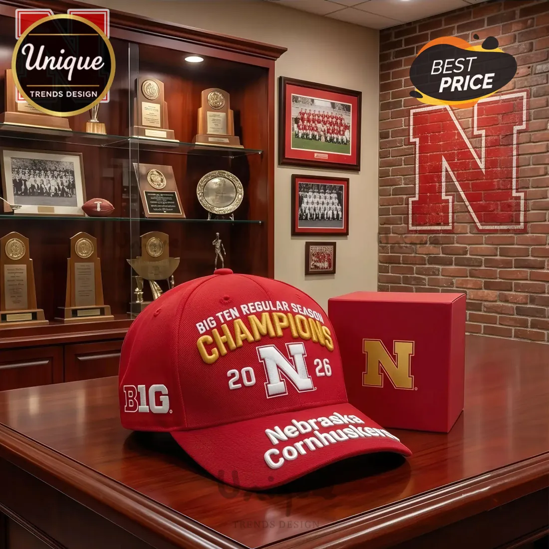 Nebraska Cornhuskers Big Ten Champions 2026 Baseball Cap Nebraska Cornhuskers Big Ten Champions 2026 Baseball Cap