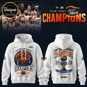 New York Knicks 2026 Eastern Conference Champions White Hoodie