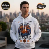White hoodie with orange and blue New York Knicks Eastern Conference Champions 2026 basketball graphic design!
