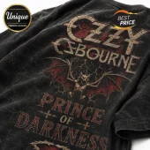 Black vintage washed Ozzy Osbourne t-shirt featuring a gargoyle graphic and text reading Prince of Darkness in red and gold!