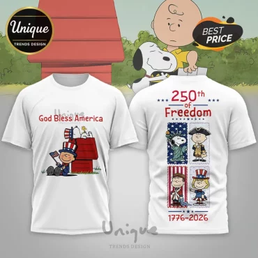 Peanuts Snoopy 250th Anniversary Patriotic God Bless America T-Shirt