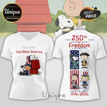 Peanuts Snoopy 250th Anniversary Patriotic God Bless America T-Shirt