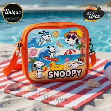 Peanuts Snoopy Beach Day Clear Orange Crossbody Bag