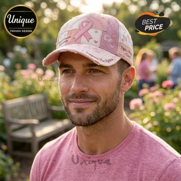 Pink Ribbon Support The Fighters Hope Distressed Baseball Cap