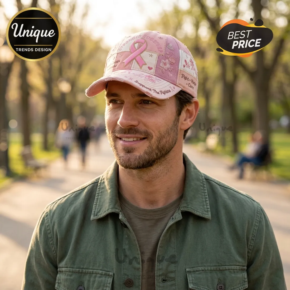 Pink Ribbon Support The Fighters Hope Distressed Baseball Cap Pink Ribbon Support The Fighters Hope Distressed Baseball Cap