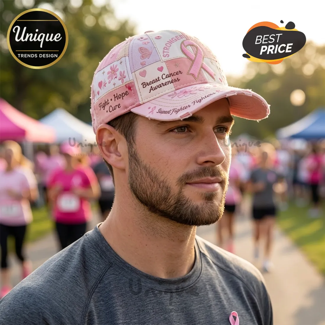 Pink Ribbon Support The Fighters Hope Distressed Baseball Cap Pink Ribbon Support The Fighters Hope Distressed Baseball Cap