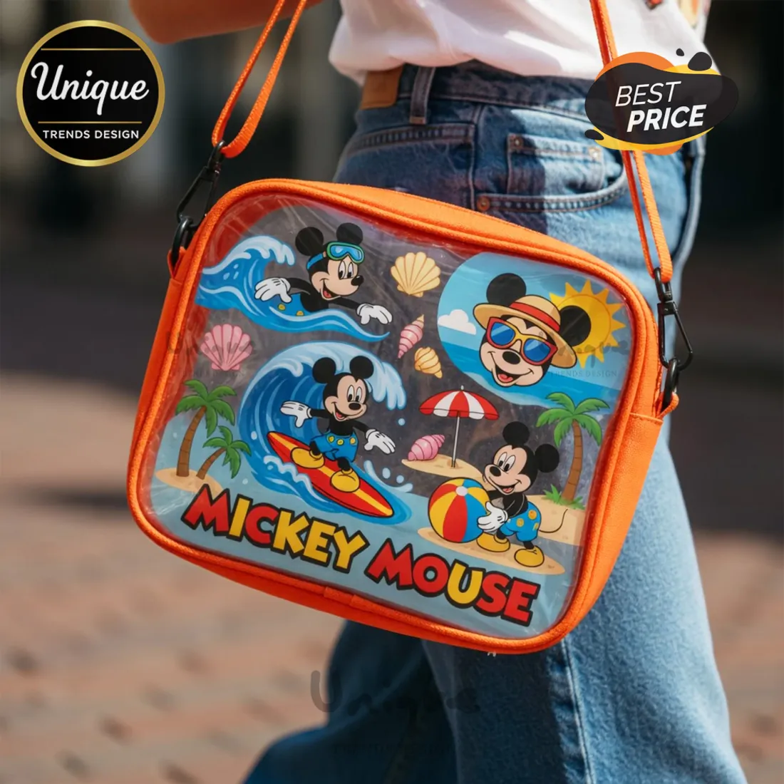 Premium Mickey Mouse Disney Summer Beach Clear Crossbody Bag Premium Mickey Mouse Disney Summer Beach Clear Crossbody Bag