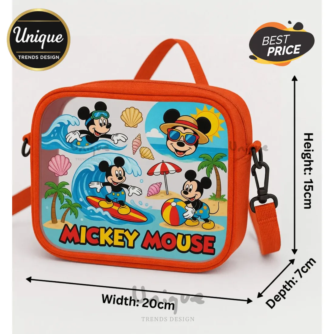 Premium Mickey Mouse Disney Summer Beach Clear Crossbody Bag Premium Mickey Mouse Disney Summer Beach Clear Crossbody Bag