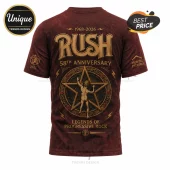 Maroon Rush 58th Anniversary t-shirt with gold pentagram graphic, 2112 logo, and text Legends of Progressive Rock.!