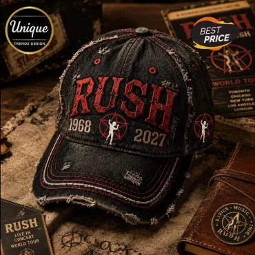 Rush Rock Band Starman 1968-2027 Distressed Baseball Cap