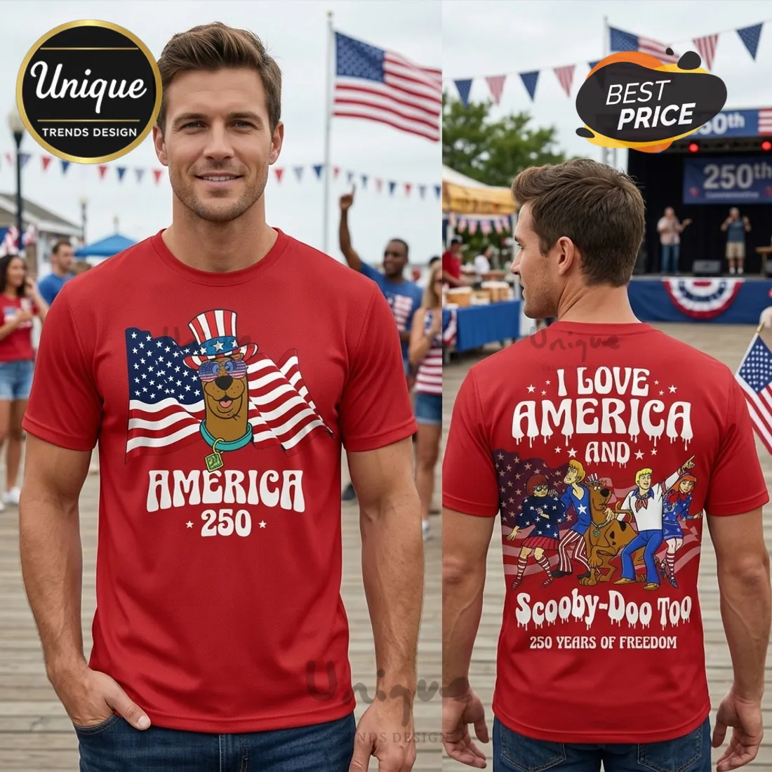 Scooby-Doo America Patriotic 250 Years Freedom 3D T-Shirt Scooby-Doo America Patriotic 250 Years Freedom 3D T-Shirt