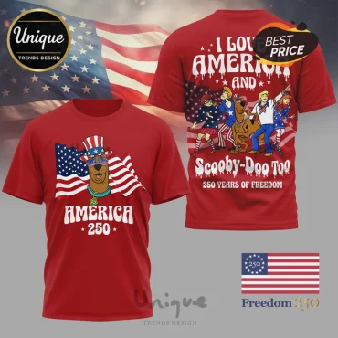 Scooby-Doo America Patriotic 250 Years Freedom 3D T-Shirt