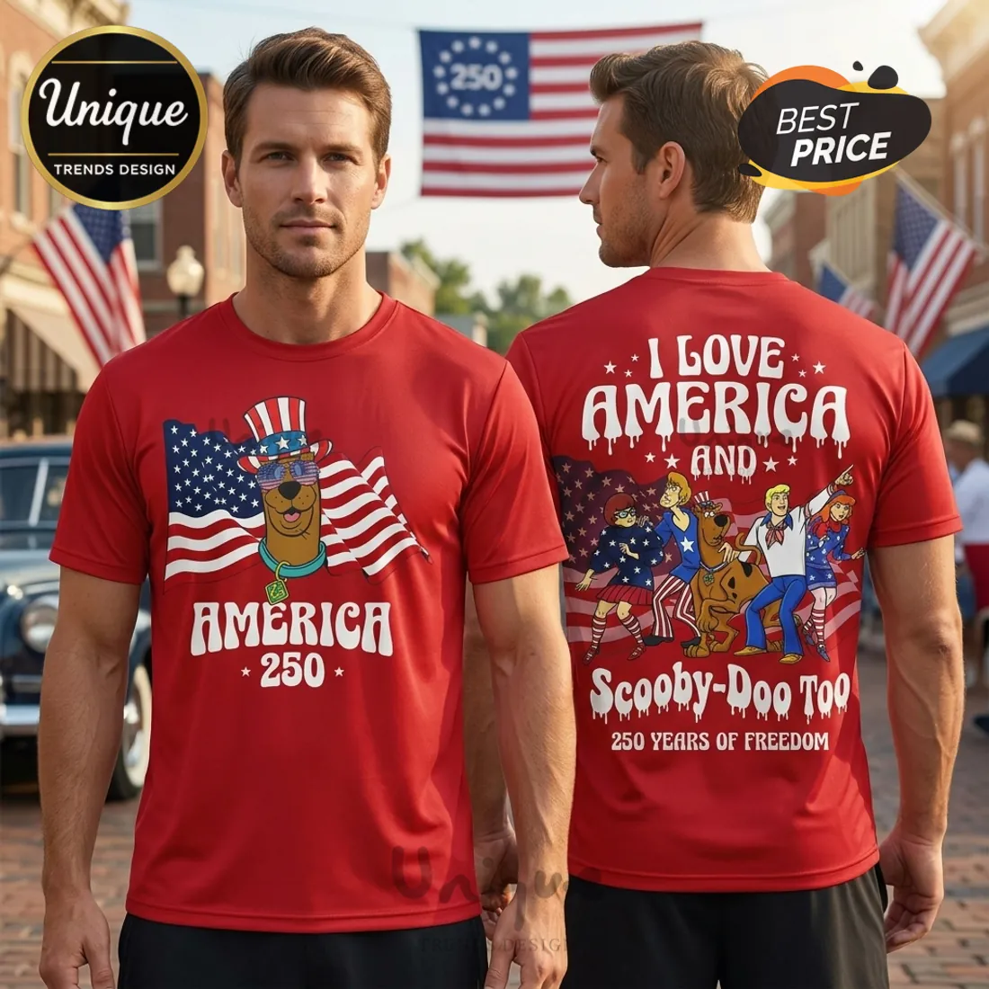 Scooby-Doo America Patriotic 250 Years Freedom 3D T-Shirt Scooby-Doo America Patriotic 250 Years Freedom 3D T-Shirt