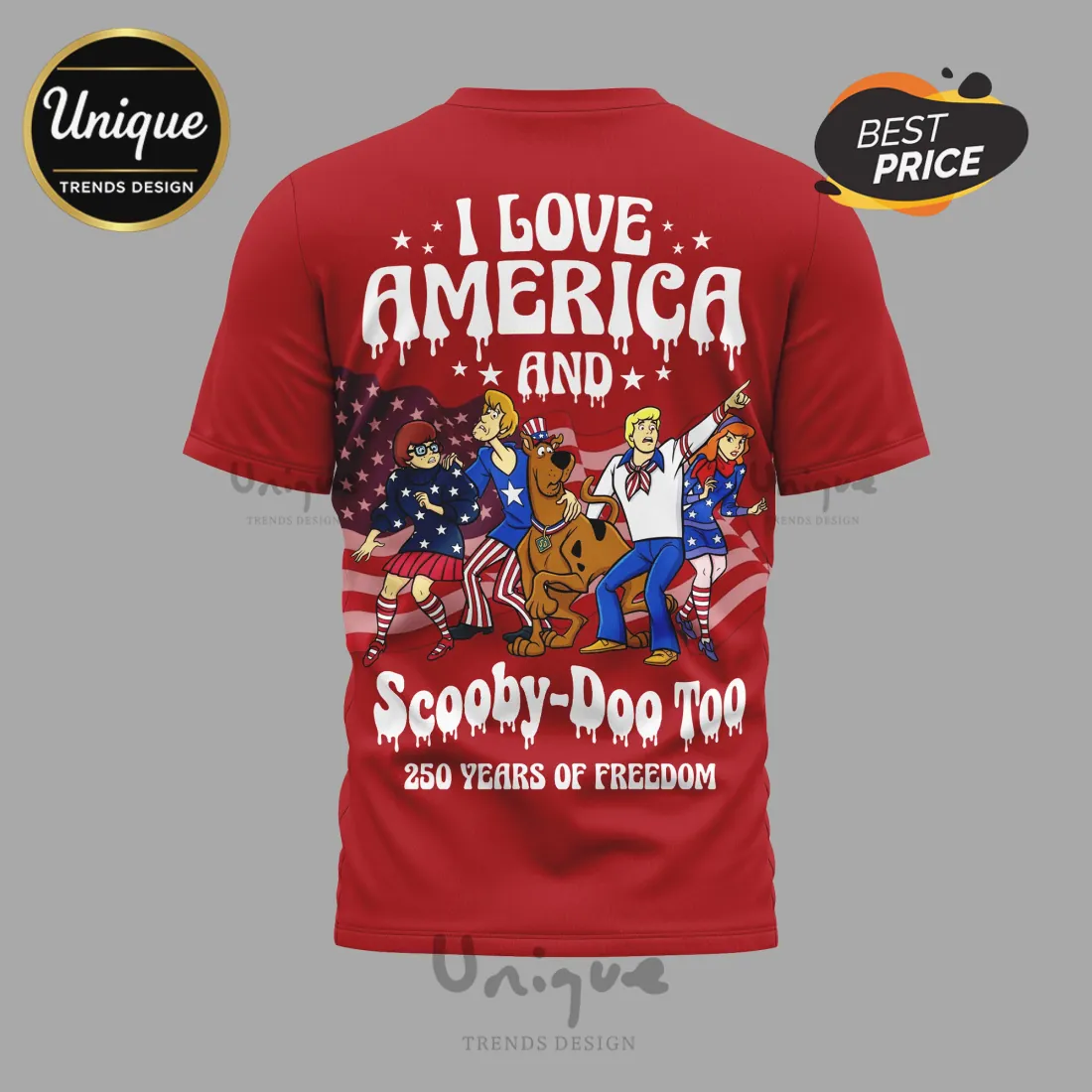 Scooby-Doo America Patriotic 250 Years Freedom 3D T-Shirt Scooby-Doo America Patriotic 250 Years Freedom 3D T-Shirt