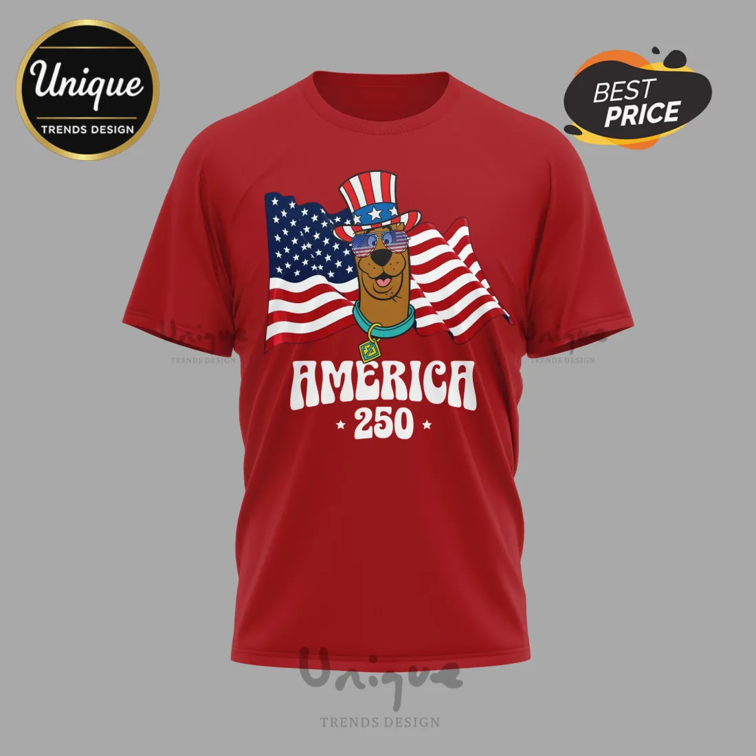 Scooby-Doo America Patriotic 250 Years Freedom 3D T-Shirt Scooby-Doo America Patriotic 250 Years Freedom 3D T-Shirt