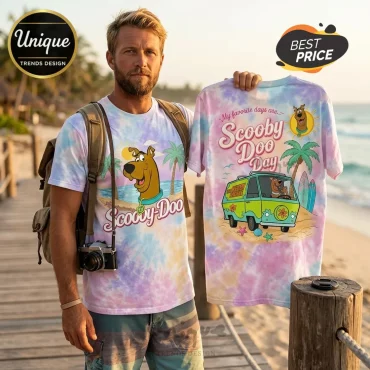Scooby Doo Day Pastel Beach Road Trip Mystery Machine T-Shirt