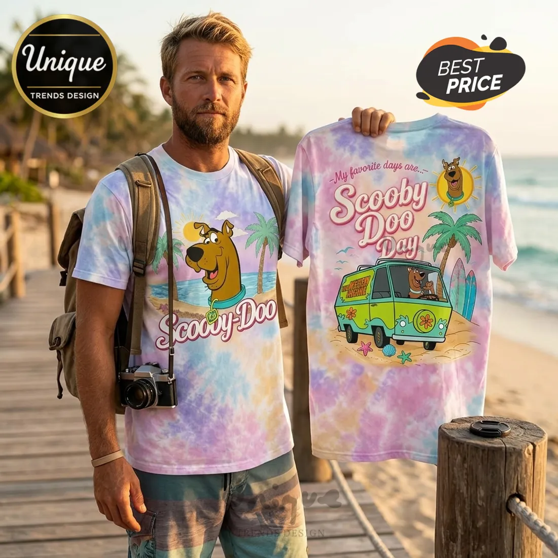 Scooby Doo Day Pastel Beach Road Trip Mystery Machine T-Shirt Scooby Doo Day Pastel Beach Road Trip Mystery Machine T-Shirt