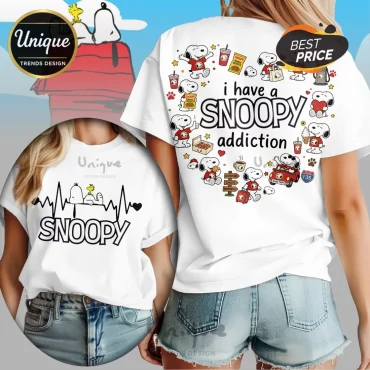Snoopy Heartbeat I Have A Snoopy Addiction T-Shirt