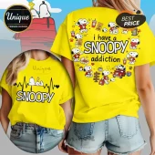 Snoopy Heartbeat I Have A Snoopy Addiction T-Shirt