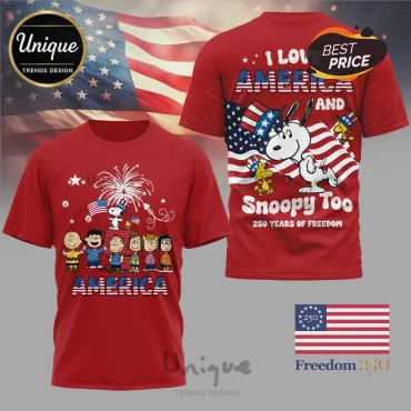 Snoopy Peanuts 250 Years Of Freedom USA Patriotic T-Shirt