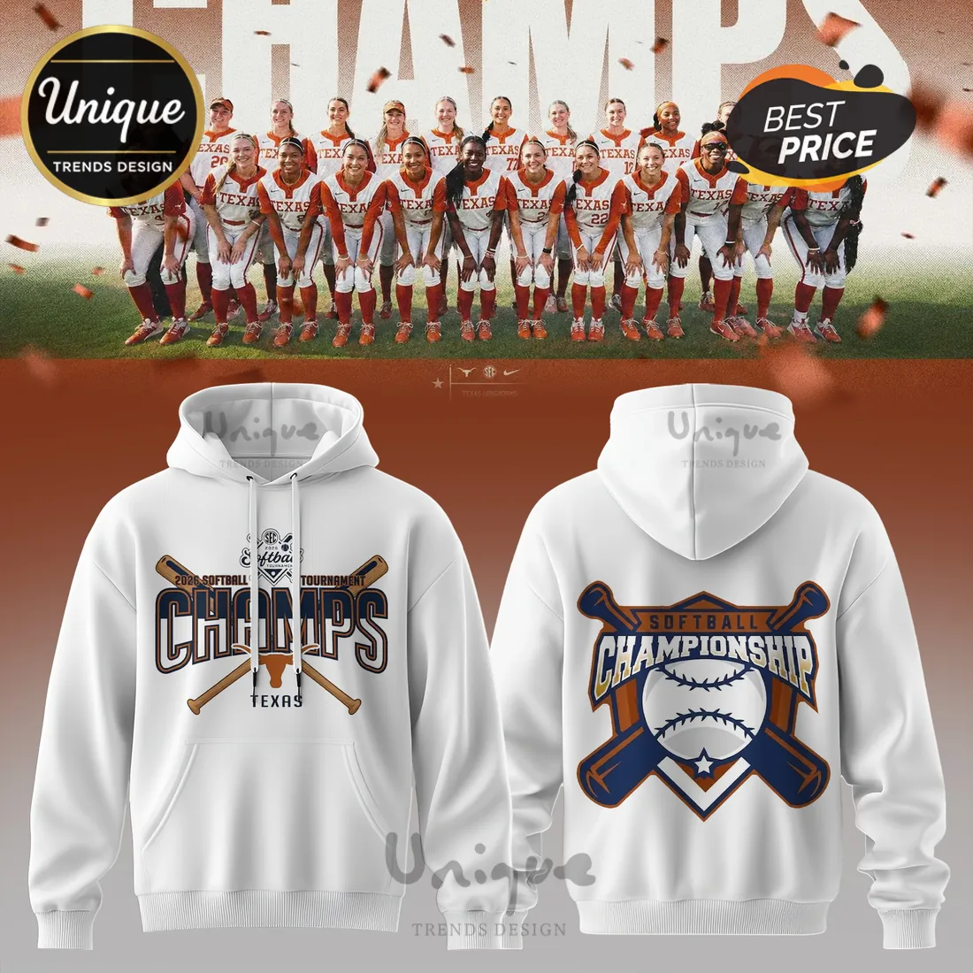Texas Longhorns 2026 SEC Softball Tournament Champions Hoodie Texas Longhorns 2026 SEC Softball Tournament Champions Hoodie