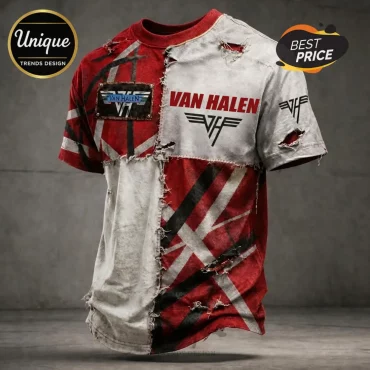 Van Halen Distressed Split Iconic Graphic Rock Band T-Shirt