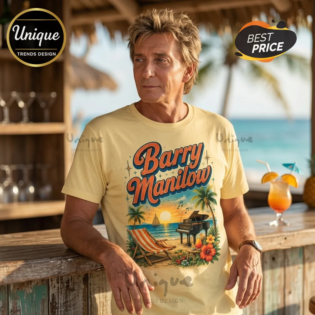 2026 Barry Manilow Premium Beach T-Shirt 2026 Barry Manilow Premium Beach T-Shirt