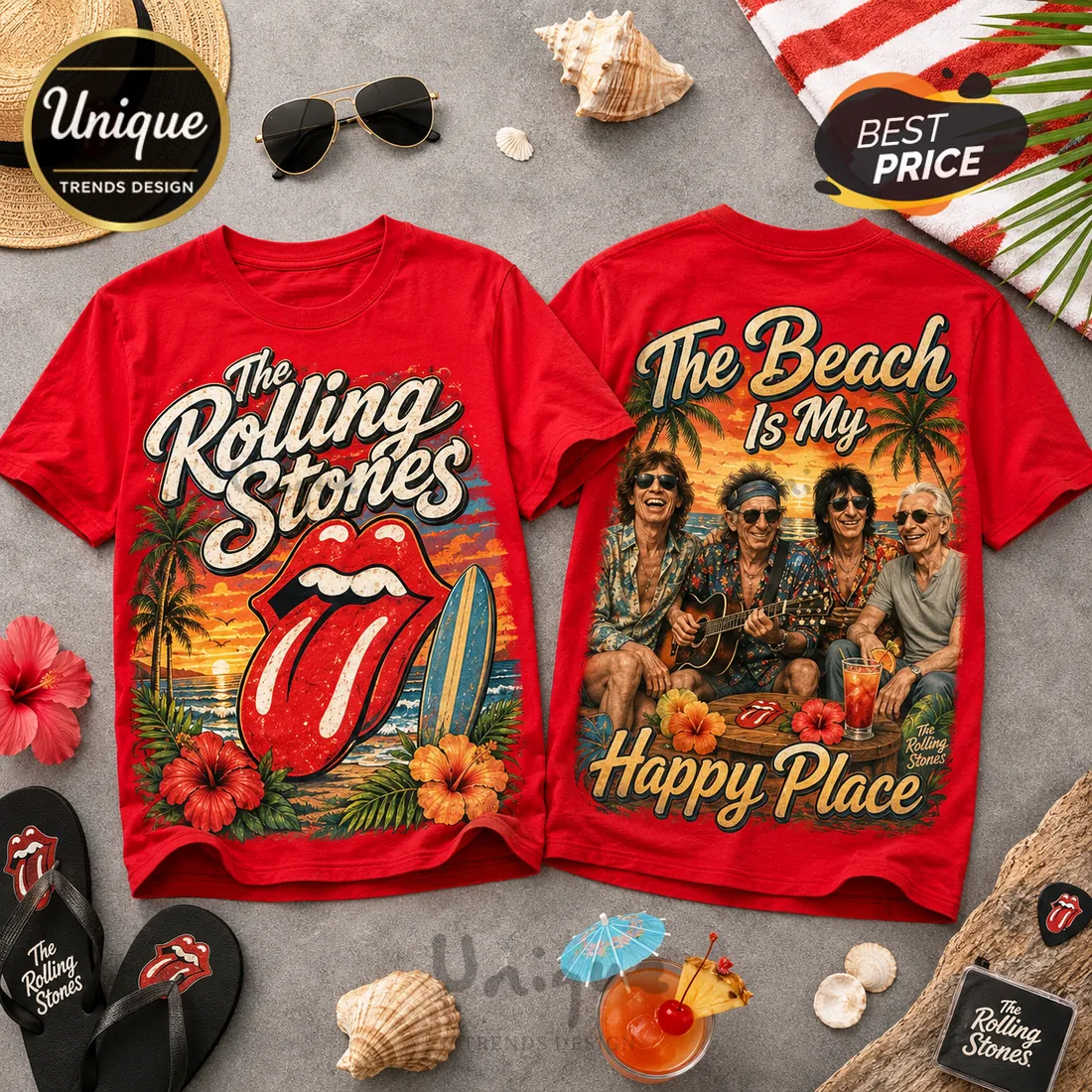 2026 The Rolling Stones Red Premium Beach T-Shirt 2026 The Rolling Stones Red Premium Beach T-Shirt