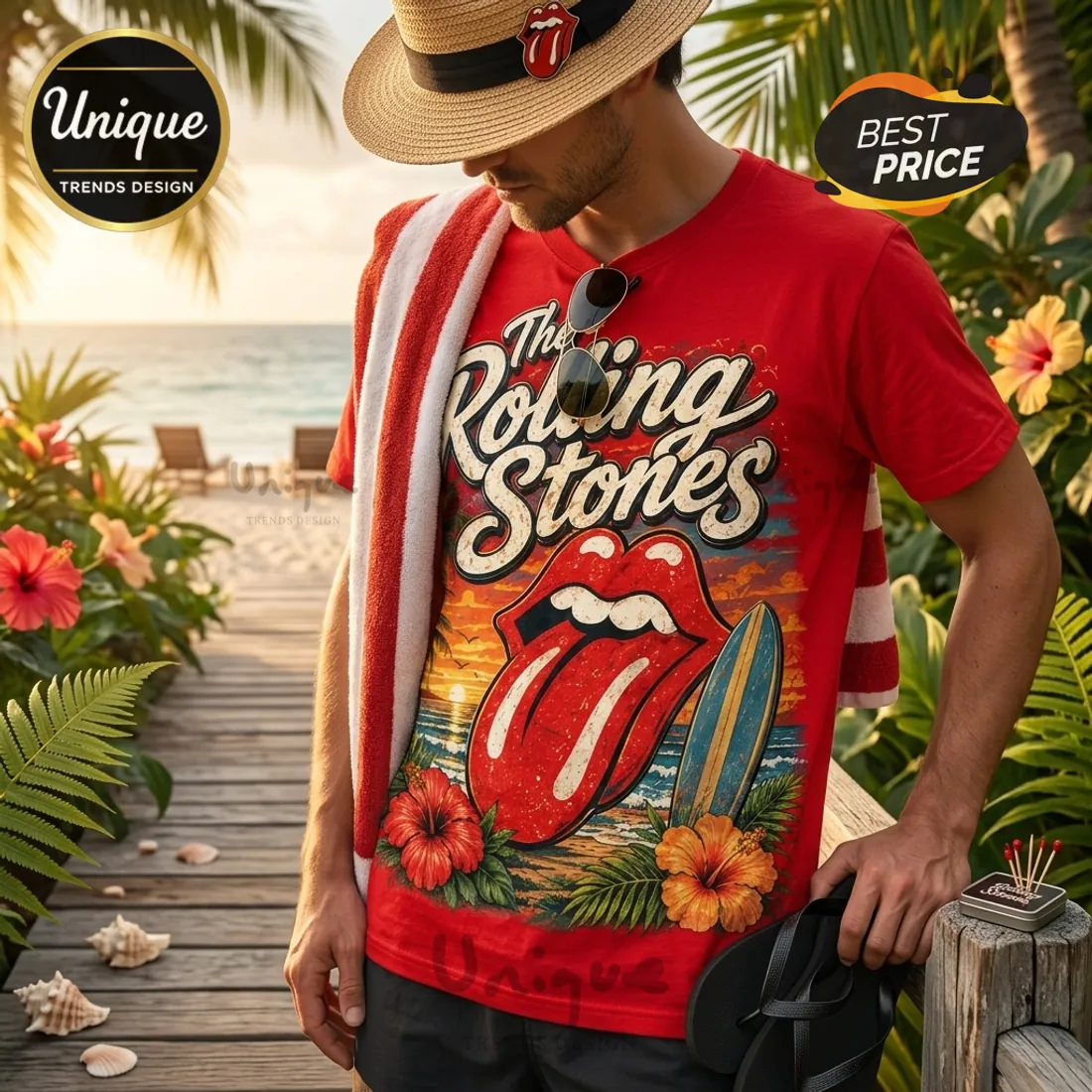 2026 The Rolling Stones Red Premium Beach T-Shirt 2026 The Rolling Stones Red Premium Beach T-Shirt