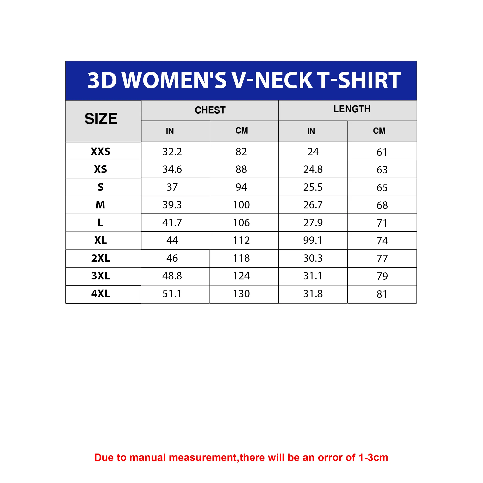  Size Chart Table - UniqueTrendsDesign
