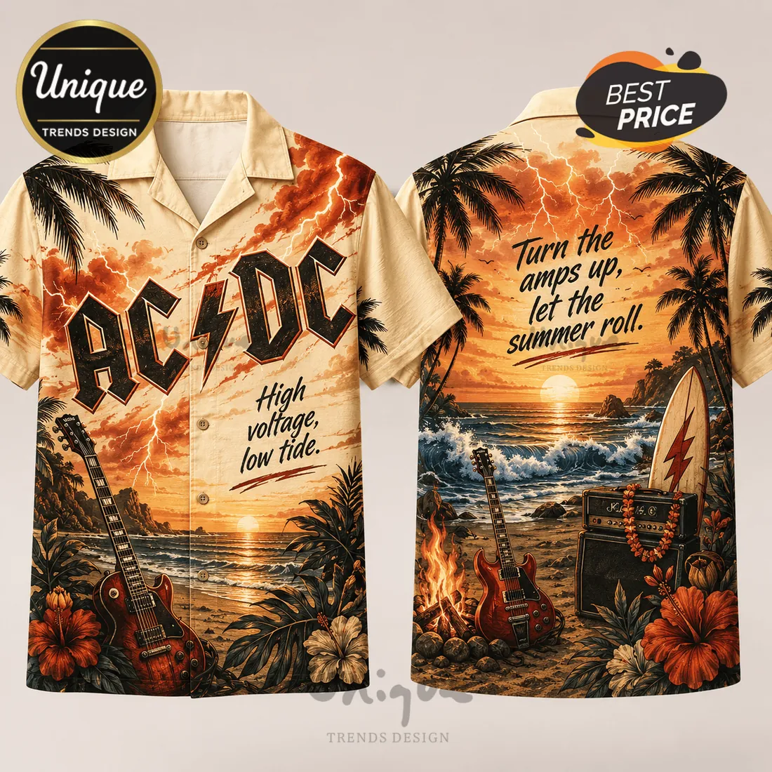 ACDC High Voltage Aloha Hawaiian Shirt ACDC High Voltage Aloha Hawaiian Shirt