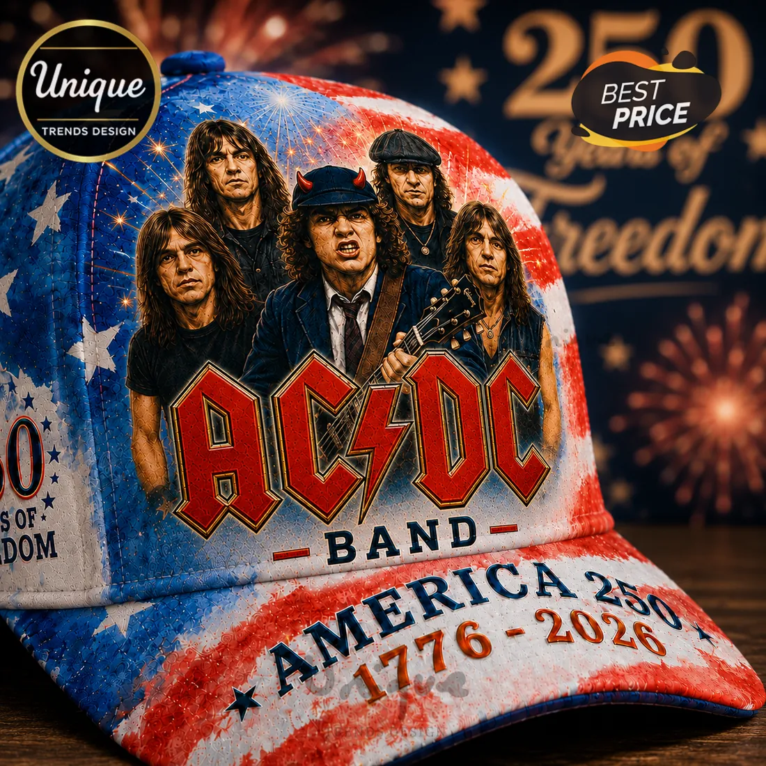 ACDC x USA 250 Years of Freedom Patriotic Classic Cap ACDC x USA 250 Years of Freedom Patriotic Classic Cap