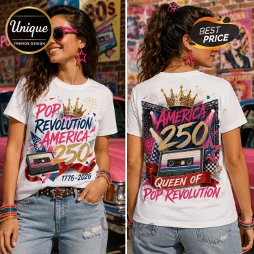 America 250 Queen of Pop Revolution 1776-2026 Cassette Tape T-Shirt