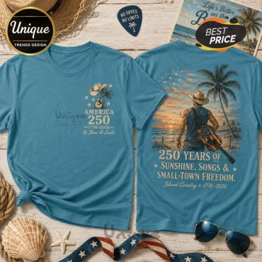 America 250 Years Of Freedom Island Country Theme T-Shirt