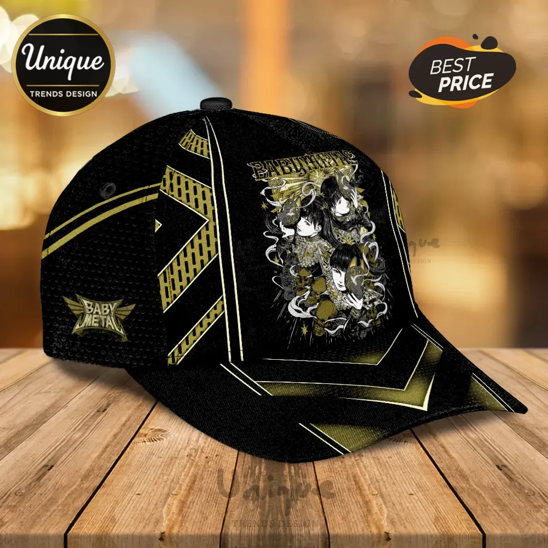 Babymetal World Tour 2026 Black and Gold Baseball Cap Babymetal World Tour 2026 Black and Gold Baseball Cap