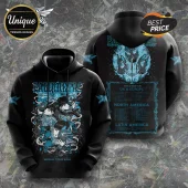 Black Babymetal 2026 tour hoodie with blue graphic art of band members, candles, and tour dates listed on the back.!