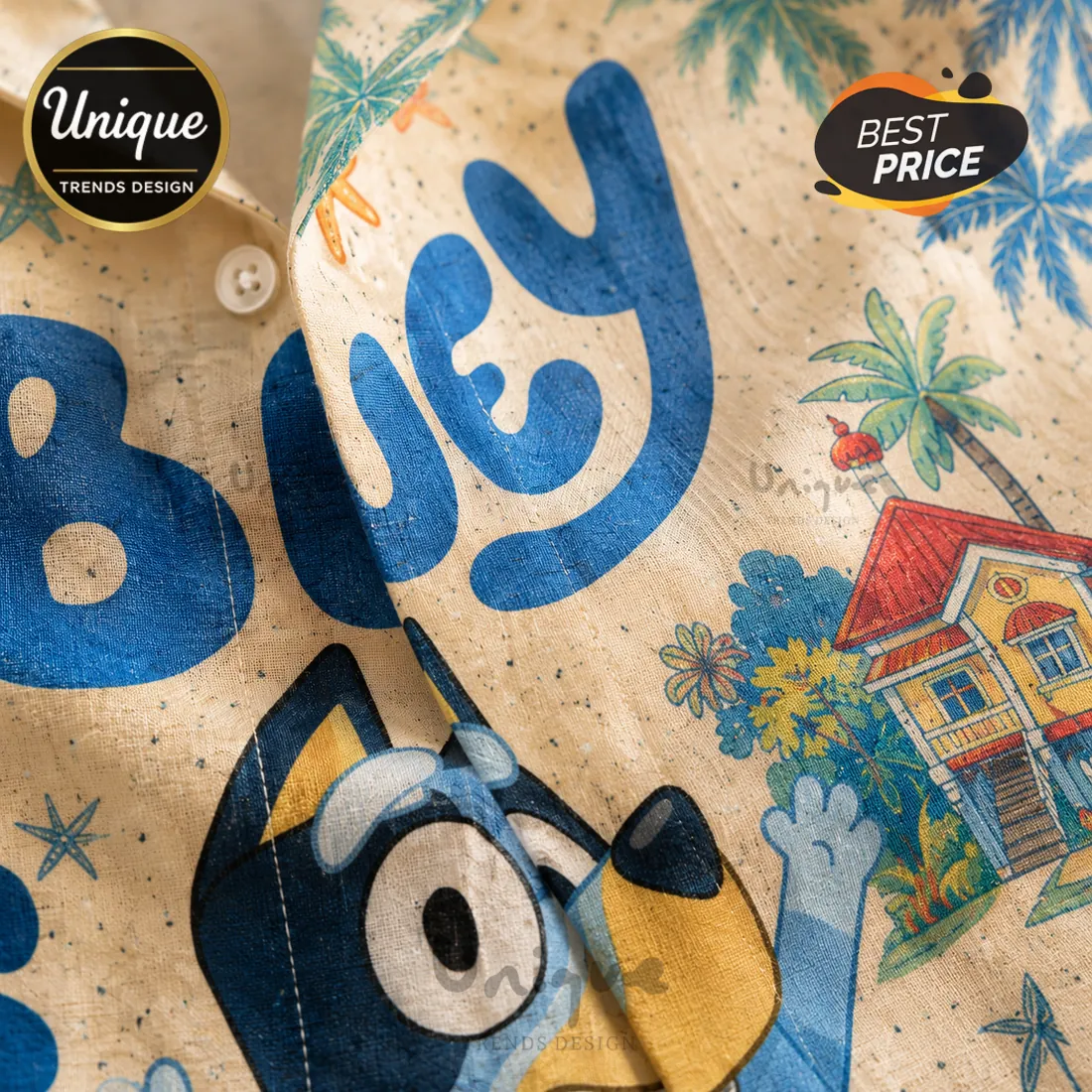 Bluey Character Button Down Hawaiian Shirt Bluey Character Button Down Hawaiian Shirt