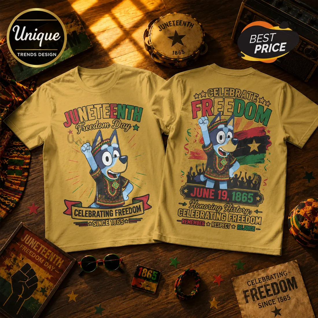 Bluey x Juneteenth Celebrating Freedom Since 1865 T-Shirt Bluey x Juneteenth Celebrating Freedom Since 1865 T-Shirt